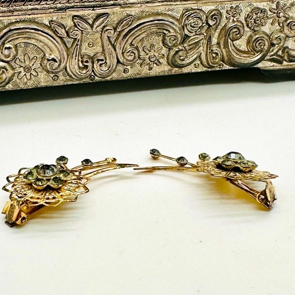 Vintage Deco Rhinestone Statement Earrings - Picture 5 of 8